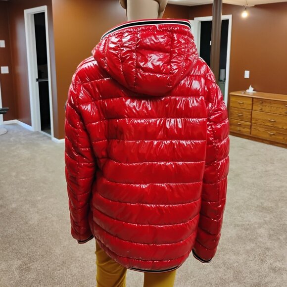 Calvin Klein Red Puffer Jacket | Size L | Water Resistant | Hooded - Picture 2 of 9